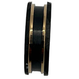 Rose Gold channel Black hammered tungsten ring core