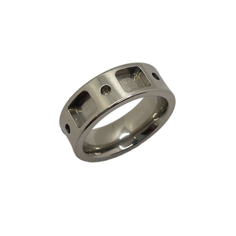 Square and Dot inlay channel titanium ring core - ringsupplies.com