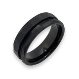 Offset channel Black hammered tungsten ring core