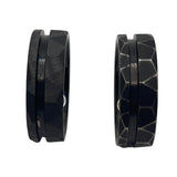 Offset channel Black hammered tungsten ring core