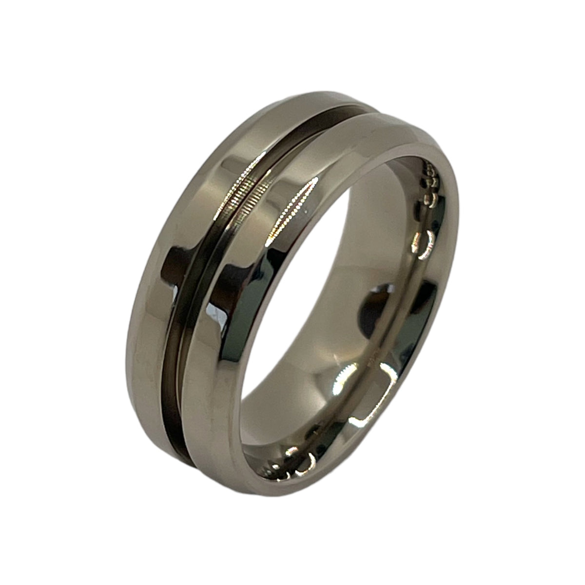 Ring Core Blank Titanium Wavy Line Inlay 11 / 8mm