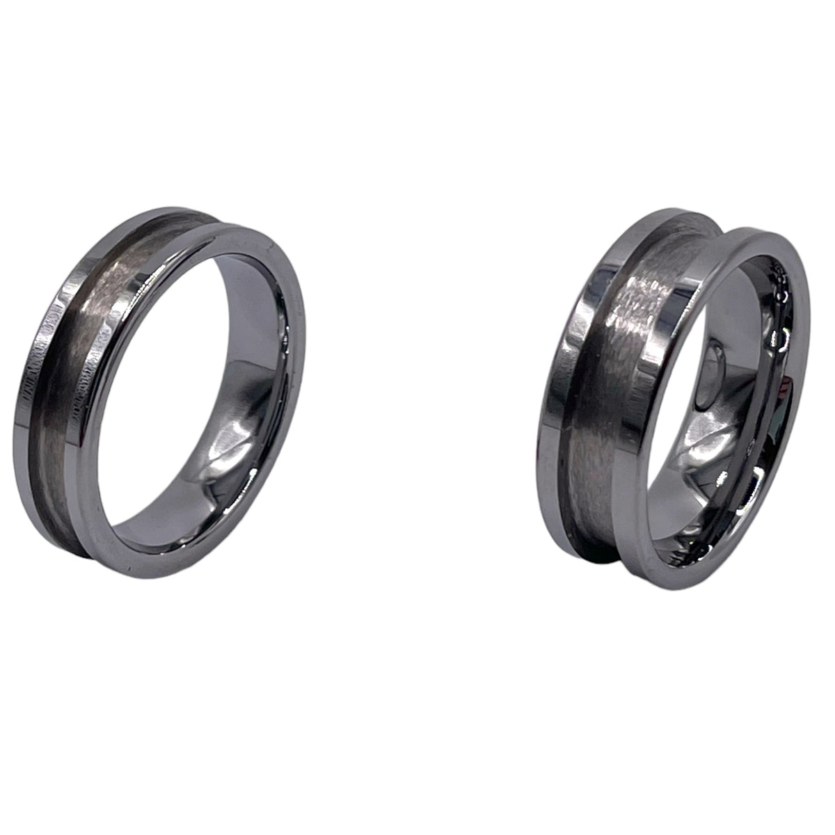 Tungsten flat edge inlay channel ring core in 6 and 8 mm total