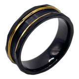 Gold Channel Black hammered tungsten ring core