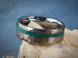 Offset hammered Tungsten inlay ring core