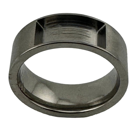 Rectangle pocket inlay titanium inlay ring