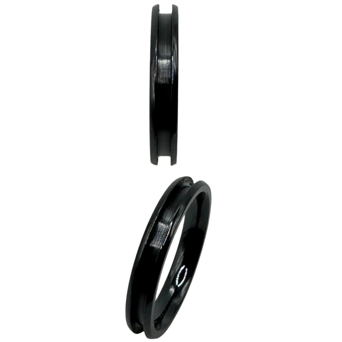 Black Titanium inlay channel ring core 4 mm and 6 mm total width ...