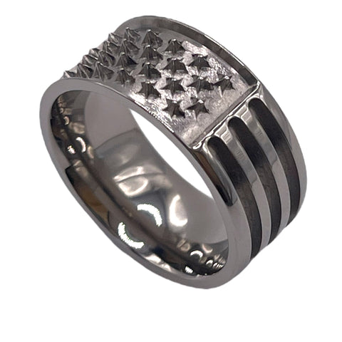 USA Flag inlay pattern channel Titanium ring core