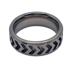 Arrow inlay pattern channel titanium ring core