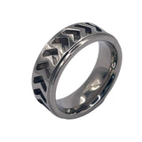 Arrow inlay pattern channel titanium ring core