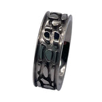 Cobblestone inlay pattern channel titanium ring core