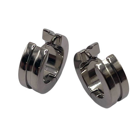 Inlay Huggies earrings 14mm, 18mm diameter