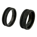 Hammered black Tungsten offset inlay channel ring core