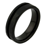 Hammered black Tungsten offset inlay channel ring core