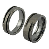 Hammered - Faceted Tungsten double offset channels, 6mm, 8mm widths
