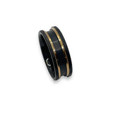 Rose Gold channel Black hammered tungsten ring core