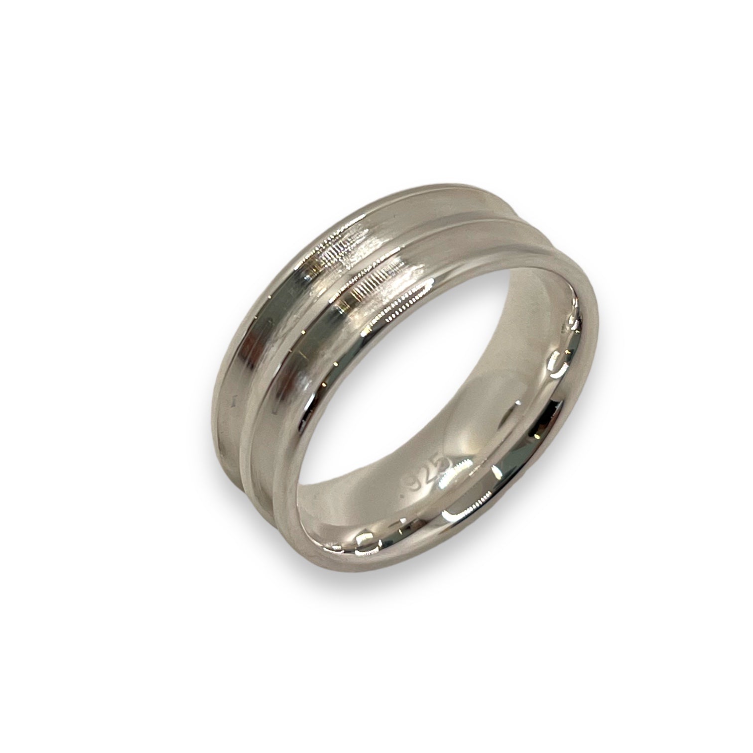 【関税込み】Slot Ring Core in Silver-Tone Rhodium Rhodium Plated 925 Sterling Silver Rectangular Opal Stone