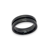 Thin line Black ceramic 1.5mm channel ring core 8 mm total width