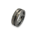 Offset hammered Tungsten inlay ring core 8 mm