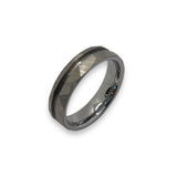 Offset hammered Tungsten inlay ring core 6 mm