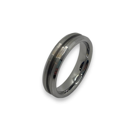 Thin line Brushed Tungsten 1.5mm channel ring core 6 mm total width
