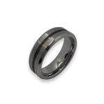 Thin line Brushed Tungsten 1.5mm channel ring core 8mm total width