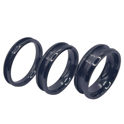 Black Titanium inlay channel ring core 4 mm and 6 mm total width