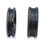 Blue tungsten Damascus patterned ring cores