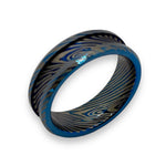 Blue tungsten Damascus patterned ring cores 8 mm
