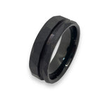 Offset channel Black hammered tungsten ring core