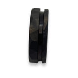 Offset channel Black hammered tungsten ring core