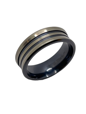 Black Titanium double line ring core F11-2086
