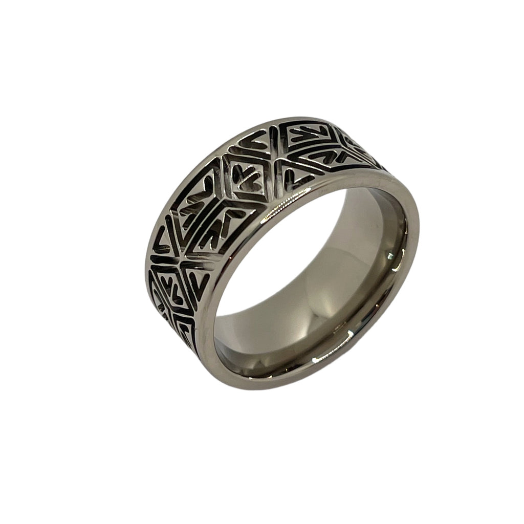 Aztec Inlay Arch Titanium Aztec pattern inlay channel ring core – Ringsupplies.com