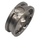 Cup and inlay channels titanium ring core 8 mm total