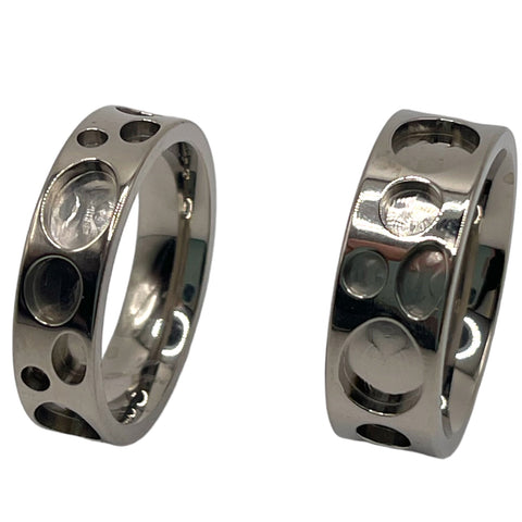 Titanium Various dots inlay channel ring core 6 mm and 8 mm