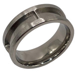 Long rectangle inlay channels titanium ring core