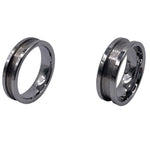 Flat Edge tungsten channel inlay ring cores in 6 and 8 mm total width