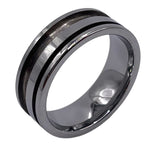 Tungsten 2 channel Offset 1 large 1 small inlay channel ring core