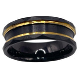 Gold Channel Black hammered tungsten ring core