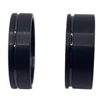 Black plated Tungsten with offset accent line, outside ring shell for inlay inside ring cores