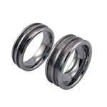 Tungsten double inlay channel ring core 6mm, 8mm total width options