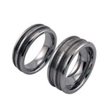 Tungsten double inlay channel ring core 6mm, 8mm total width options