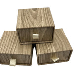 Pack of Wood grain textured paper ring boxes - brown