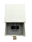 Wood grain textured paper ring boxes - ivory