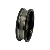 Hammered black Tungsten White gold plated small step inlay channel ring core