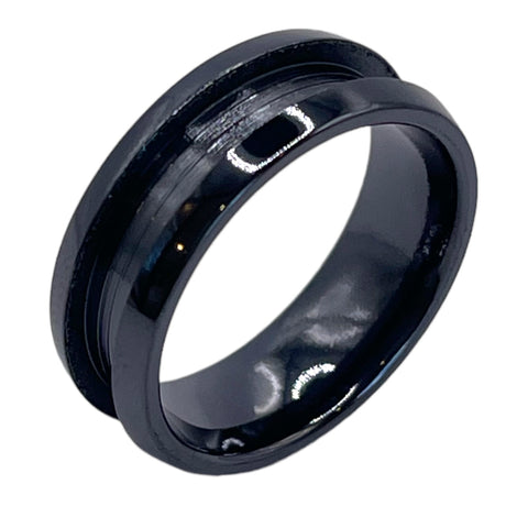 Black TItanium 4 mm inlay channel ring core 8 mm total width