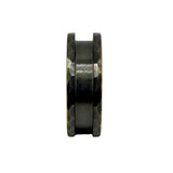 Hammered grey Tungsten top with yellow gold plated polished comfort fit channel ring core