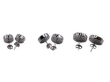Cup inlay earring studs solid sterling silver with rhodium plating, 8mm, 10mm, 12 diameters