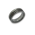 2 channel offset hammered tungsten ring - ringsupplies.com