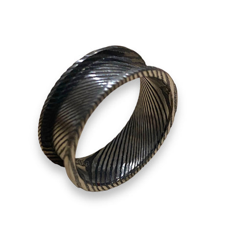 Blackened Stainless Damascus Channel ring core