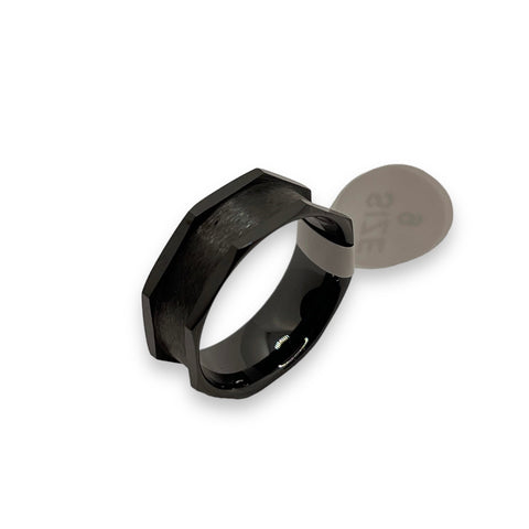 Black ceramic inlay ring core with 8 facets - ringsupplies.com